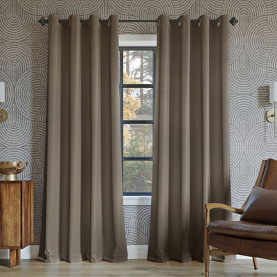 New - 52"x84" Sun Zero Blackout Oslo Theater Grade Grommet Curtain Panel Taupe: Modern, Energy Efficient, Noise Reduction
