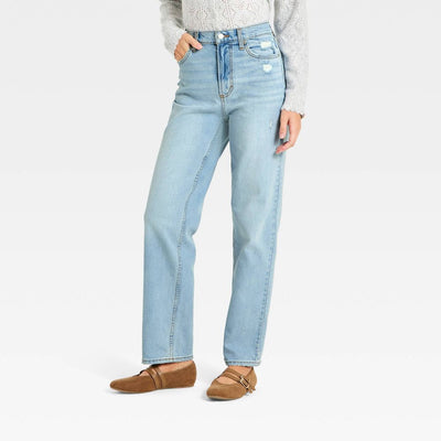 New - Women's Highest-Rise Vintage Straight Jeans - Universal Thread™ Light Wash 14