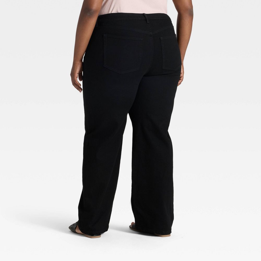 New - Women's High-Rise Straight Leg Jeans - Ava & Viv™ Black 16