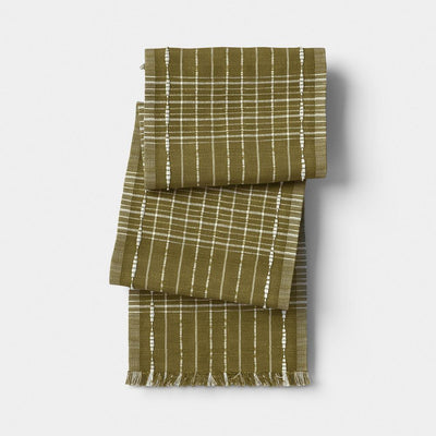New - 90"x20" Woven Table Runner Olive - Threshold™