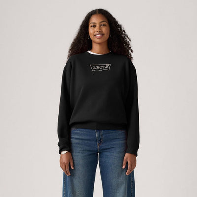 New - Levi's® Women's Graphic Everyday Crew Shirt - Rhinestone Logo Black M