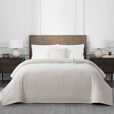 Open Box - Brookstone Twin Heated Chenille Knit Blanket Ivory