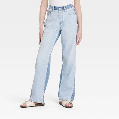 New - Women's Mid-Rise 90's Baggy Two Tone Jeans - Universal Thread Universal ThreadBullseye Deals