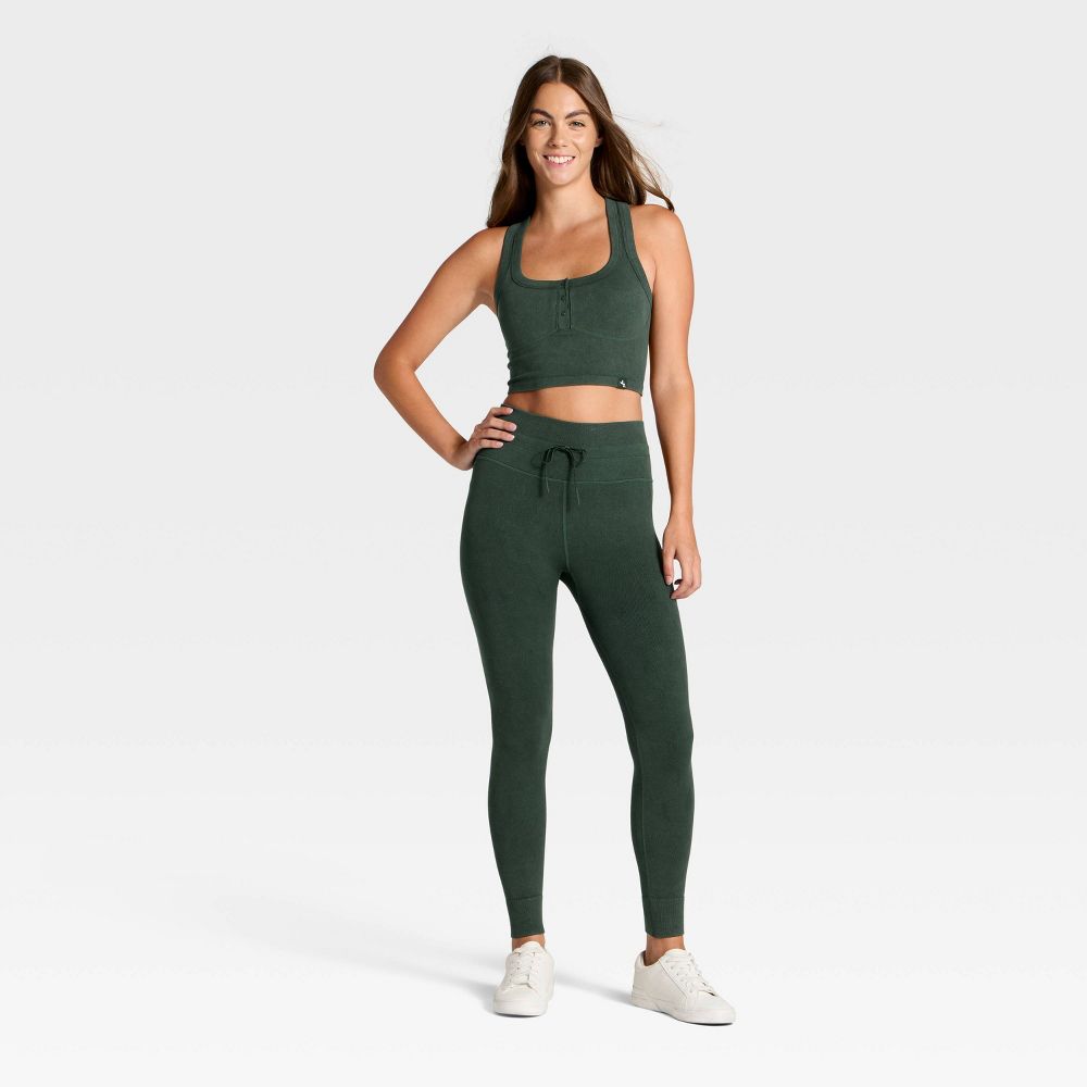 New - Women's High-Rise Tie Seamless Leggings - JoyLab™ Forest Green XXS