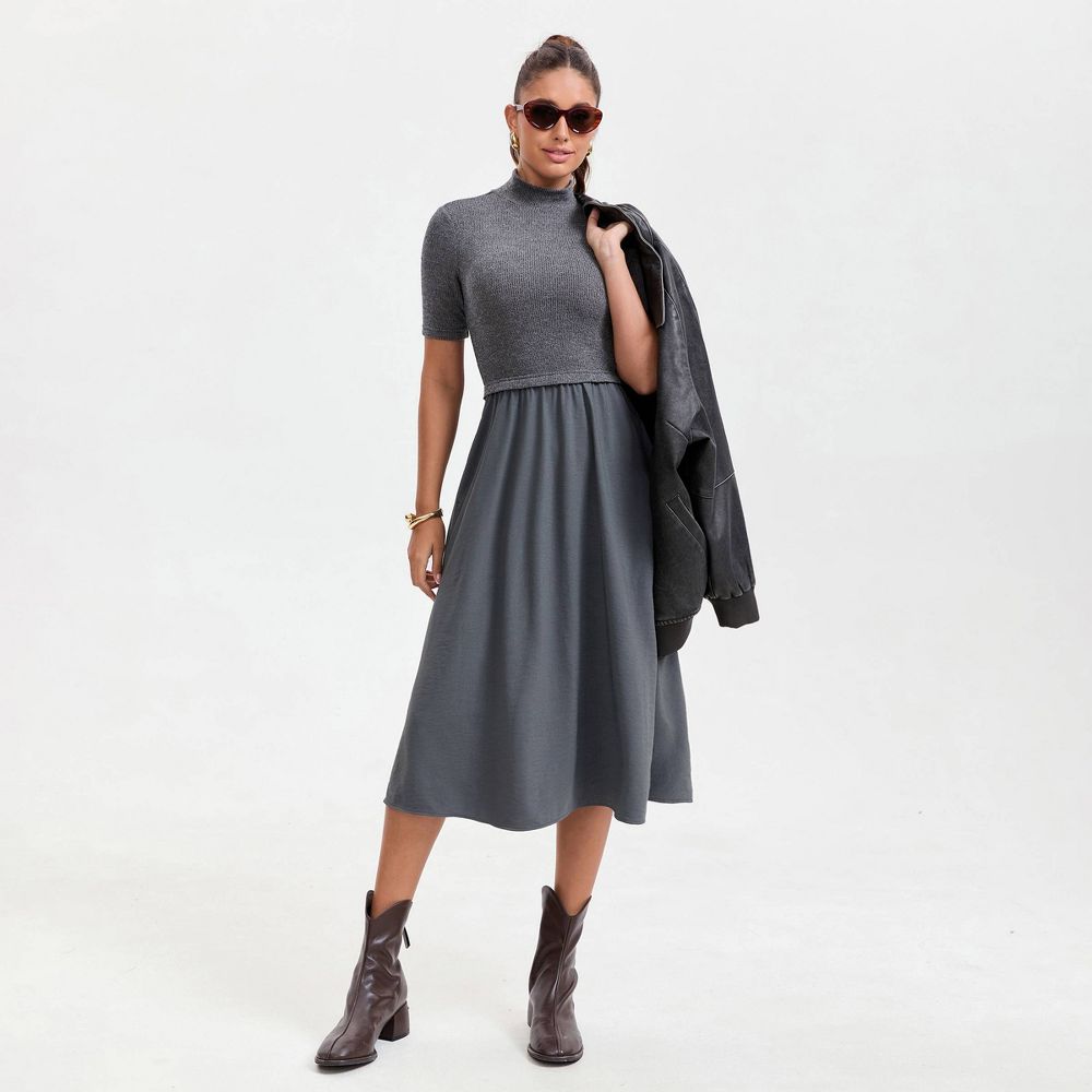 New - Women's Twofer Midi Dress - A New Day™ Gray L