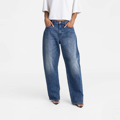 New - KBB by KAHLANA Women's Mid-Rise Wide Leg 'The Kahlana Jean' - Dark Wash 12