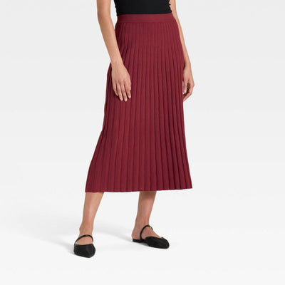 New - Women's Ribbed Mini Sweater Skirt - A New Day™ Maroon M
