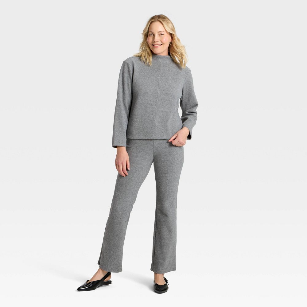 New - Women's Long Sleeve Brushed Mockneck Top - A New Day™ Gray S