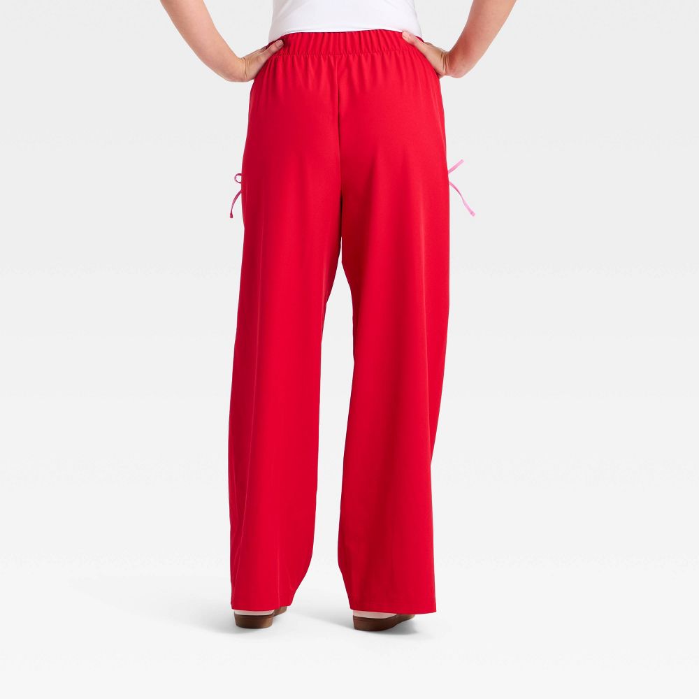 New - Women's Woven High-Rise Bow Track Pants - All In Motion™ Red XS