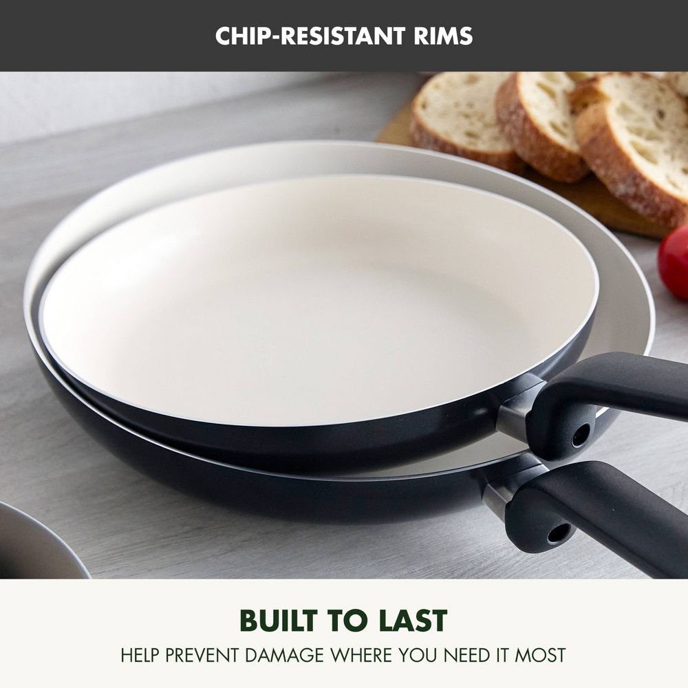 New - GreenPan Rio Advanced 2pc (10" and 12") Ceramic Nonstick Fry Pan Set Black