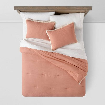 Threshold 3-Piece Tassel Border Comforter Set OEKO-TEX ThresholdBullseye Deals