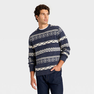 Open Box - Men's Fair Isle Sweater - Goodfellow & Co™ Navy Blue L