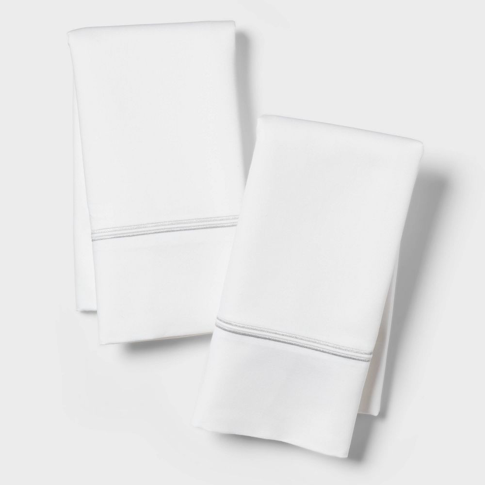New - King 800 Thread Count Hotel Collection Double Barratta Pillowcase Light Gray - Threshold™