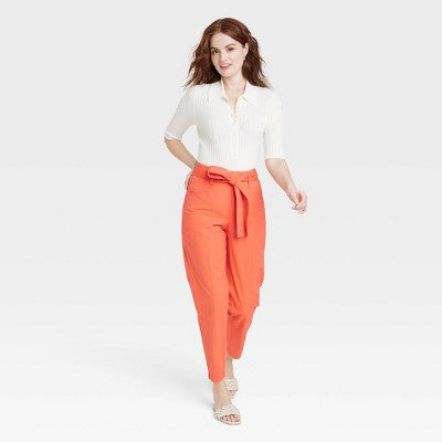 A New Day Women's Tapered Casual High Rise Ankle Length Tie-Front Pants A New DayBullseye Deals