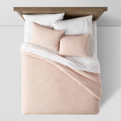 New - Threshold Cotton Duvet Cover Set Chalk Stripe Zipper Closure ThresholdBullseye Deals