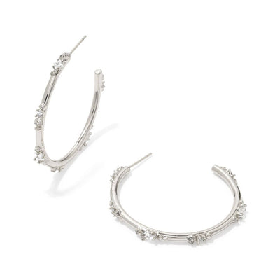 New - Kendra Scott Meridith Metal Hoop Earrings - Silver