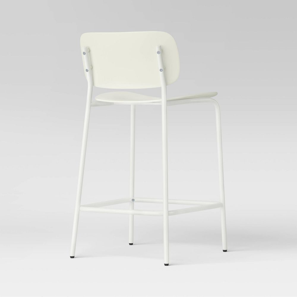 New - Set of 2, 24" Molded Plastic with Metal Base Counter Height Barstools White - Room Essentials™