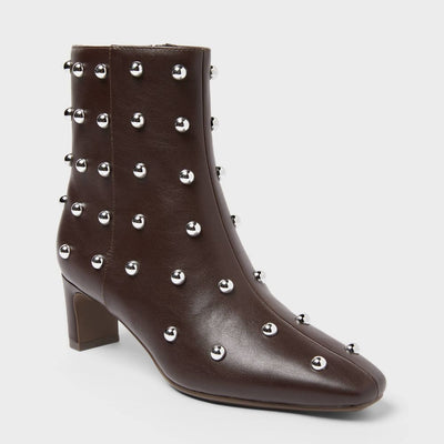 New - Women’s Wide Width Tigris Low Shaft Heeled Boots with Memory Foam Insole – A New Day™ Dark Brown 6.5W