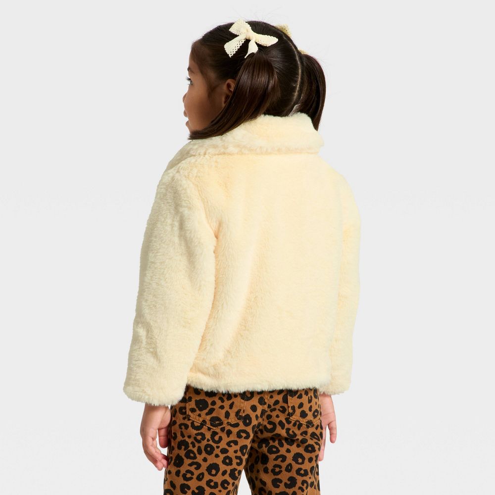 New - Toddler Girls' Holiday Dressy Faux Fur Jacket - Cat & Jack™ Cream 12M