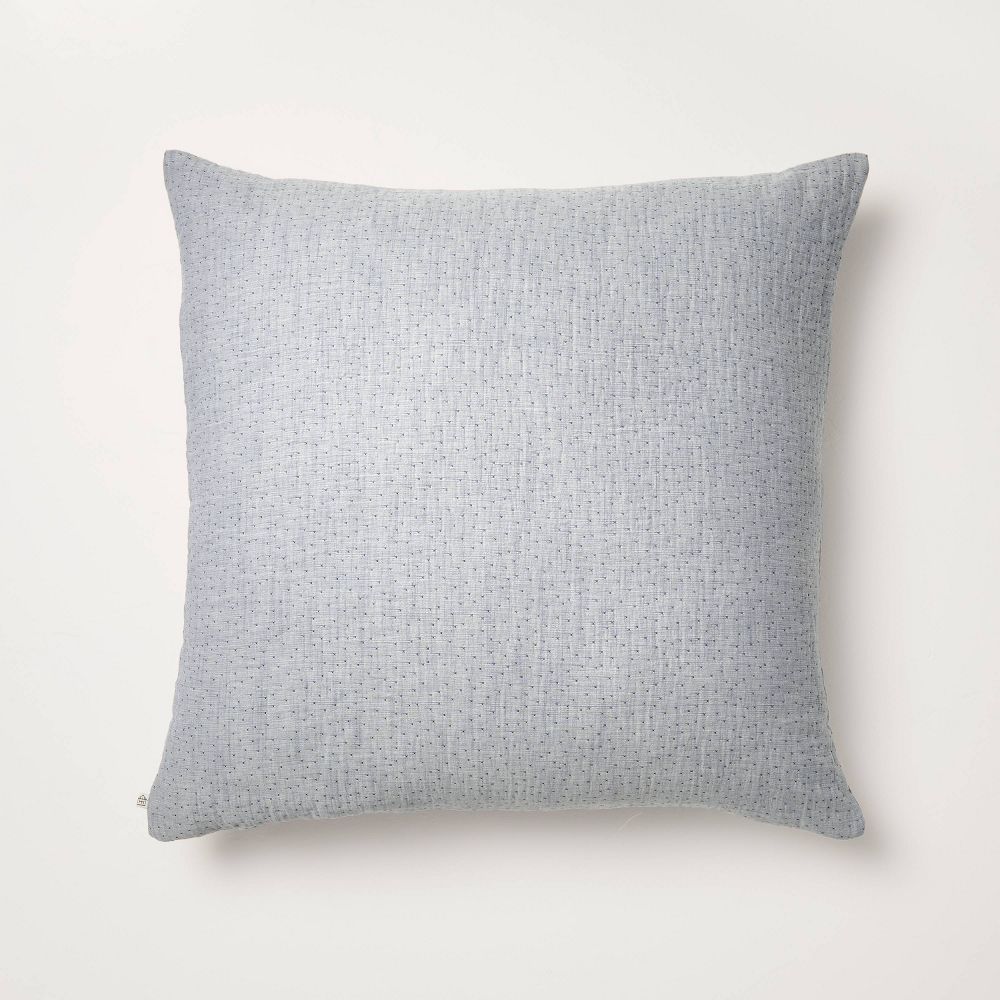 New - 26"x26" Gauze Stitch Pin Dot Euro Throw Pillow Cover Blue - Hearth & Hand™ with Magnolia