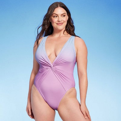 Shade & Shore Women's Plunge One Piece Swimsuit High Leg Backless Shade & ShoreBullseye Deals