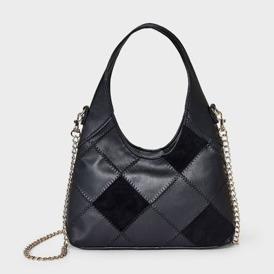 New - Square Patchwork Mini Slouchy Chain Handbag - Universal Thread™ Black