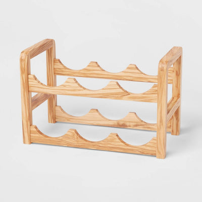 New - 6 Bottles Olivewood Wine Rack Brown - Threshold™: Countertop Holder, Freestanding, Multi-Compartments, Varnished Wood