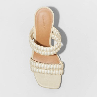 Universal Thread Women's Chunky Block High Slip On Heels Sandals Woven Band Universal ThreadBullseye Deals