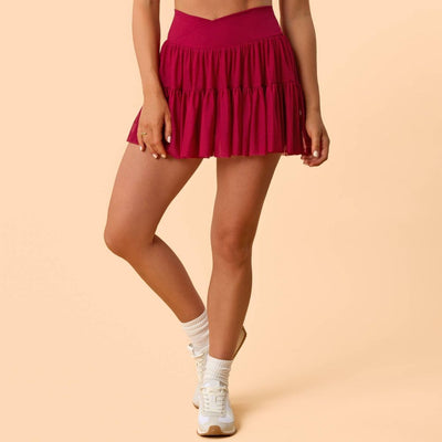 New - Blogilates Women's Ballerina Skort - Burgundy XS