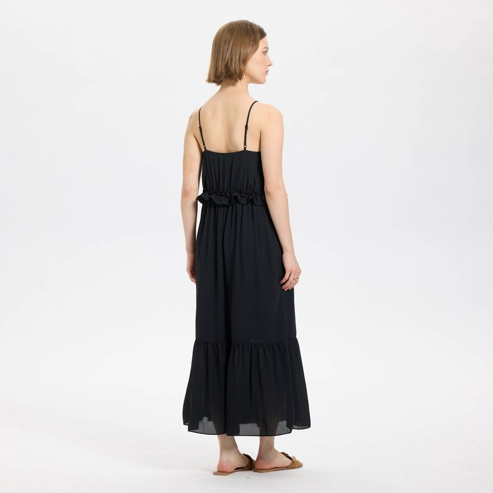 New - Women's Tiered Midi A-Line Dress - A New Day™ Black XL