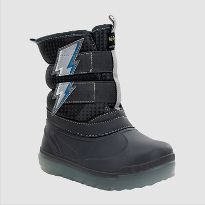 New - Western Chief Toddler Boys' Denali Lighted Faux Fur Lightning Bolt Winter Boots - Gray 6T
