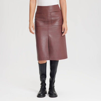 New - Women's Faux Leather Midi A-Line Skirt - Universal Thread™ Red 2