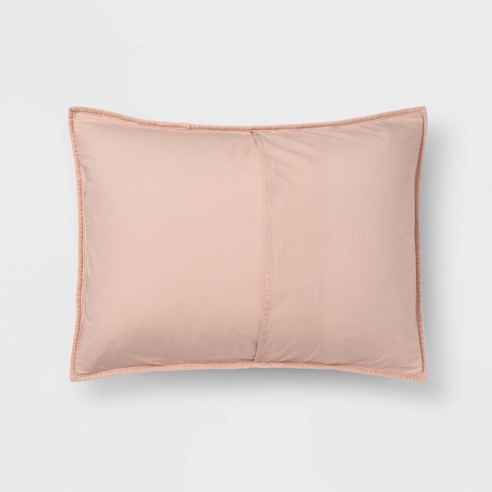 New - King Channel Stitch Velvet Quilt Sham Soft Blush - Threshold™: OEKO-TEX Certified, Cotton Backing, Machine Washable