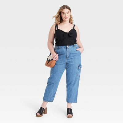 Universal Thread Women's Mid-Rise Distressed Boyfriend Jeans Ankle-Length Relaxed Fit, Medium Wash Universal ThreadBullseye Deals