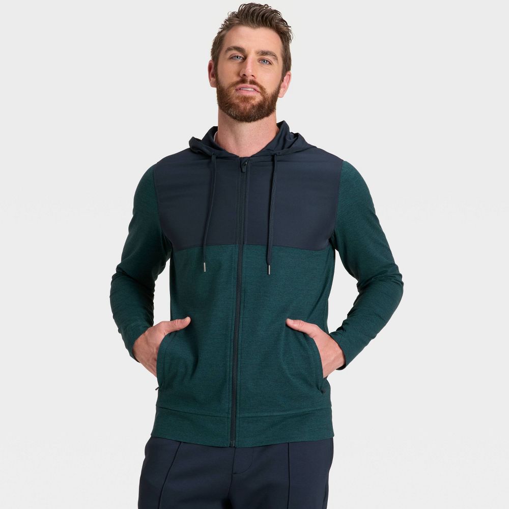 New - Men's Soft Stretch Full Zip Top - All In Motion™ Teal Blue XL