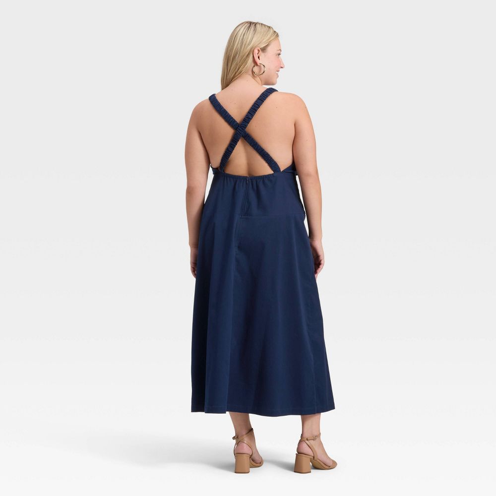 New - Women's Open Back Maxi Dress - A New Day™ Navy 2X