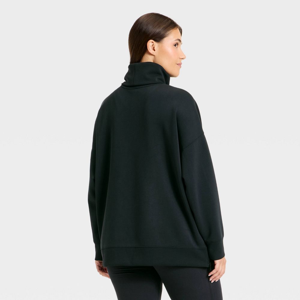New - Women's Airy Sleek Funnel Neck Sweatshirt - All In Motion™ Black M