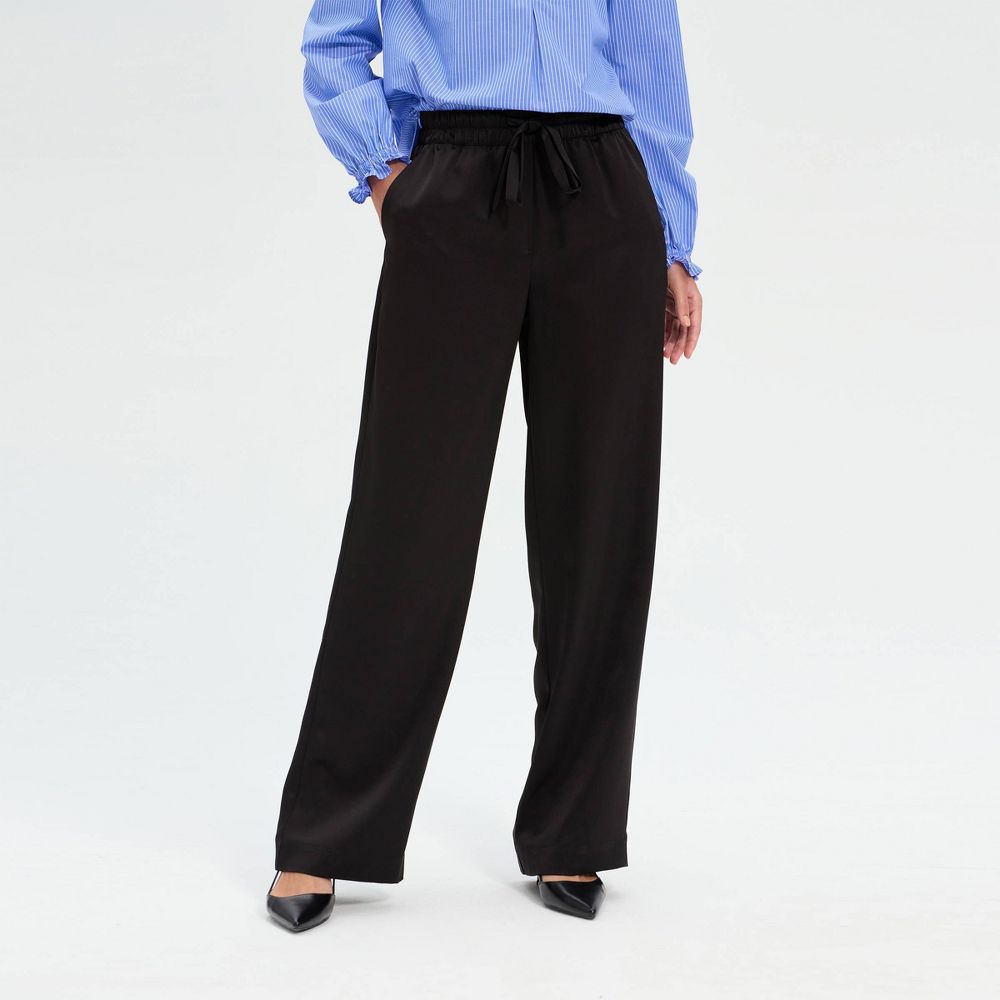 New - Women's High-Rise Wide Leg Trousers - A New Day™ Black S