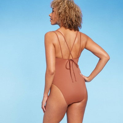 Women's Tunneled Plunge One Piece Swimsuit - Shade & Shore Shade & ShoreBullseye Deals