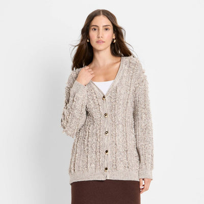 New - Women's Relaxed Cardigan Sweater - Future Collective Gray XS
