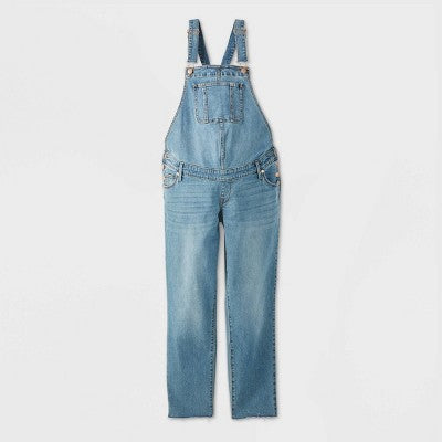 New - Isabel Maternity Sleeveless Bib Denim Overalls Jumpsuits Wide Leg, Medium Blue Isabel Maternity by Ingrid & IsabelBullseye Deals