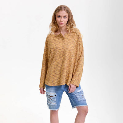 New - Women's Waffle Knit Sweatshirt - Wild Fable™ Yellow Abstract XS/S