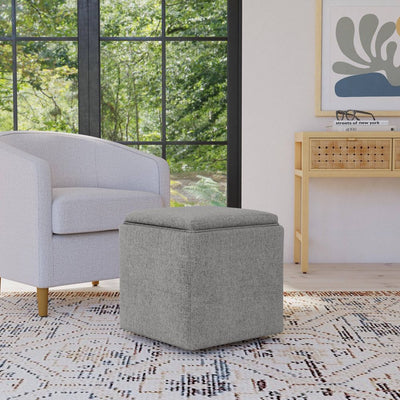 New - HomePop Storage Ottoman with Tray Top Gray
