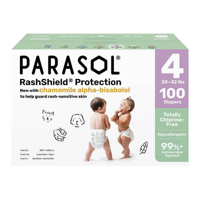 New - Parasol Chlorine-Free Diapers with RashShield Protection - Size 4 - 100ct