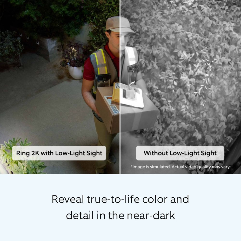 New - Ring Outdoor Cam Plus Battery 2K Video with Low-Light Vision and Flexible Mounting - Black