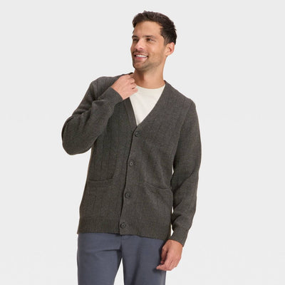 Open Box - Men's Soft Knit V-Neck Cardigan Sweater - Goodfellow & Co™ Dark Gray XL