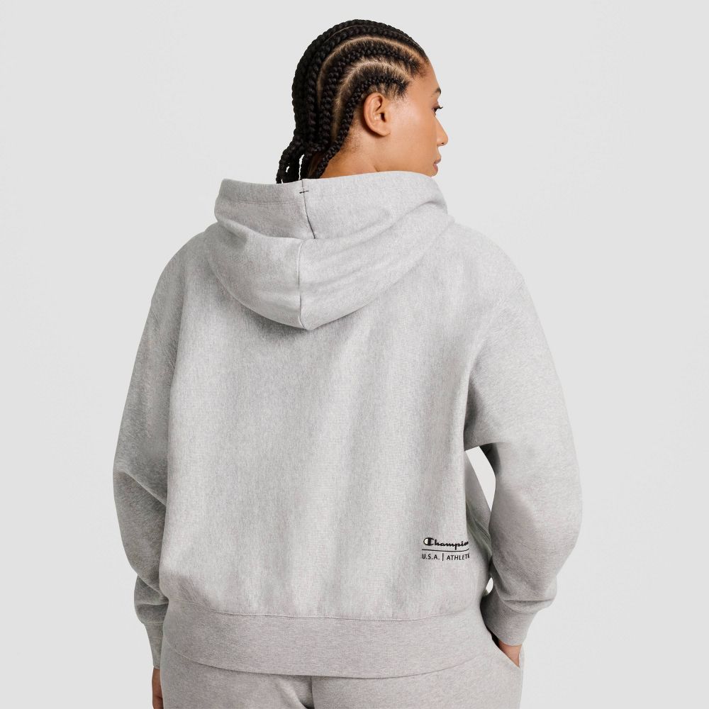 New - Champion Women's Cropped Fleece Zip-Up Sweatshirt - Heather Gray 2X
