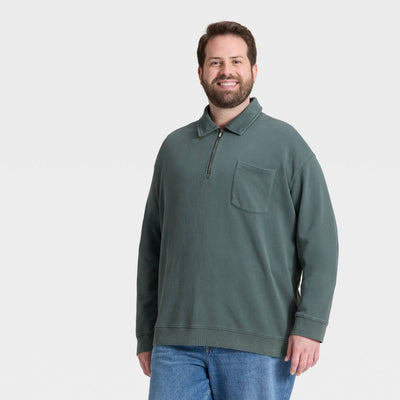 New - Men's Vintage 1/4 Zip Sweatshirt - Goodfellow & Co™ Sage Green XXL