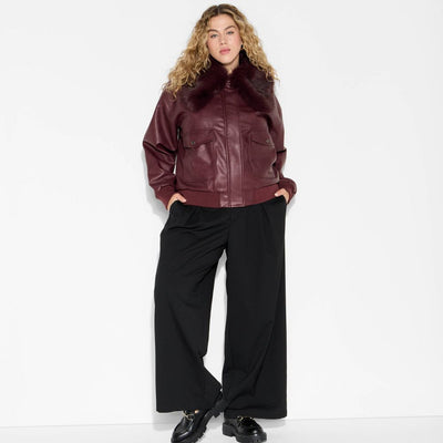 New - Women's Faux Leather Bomber Jacket - Wild Fable™ Red 1X