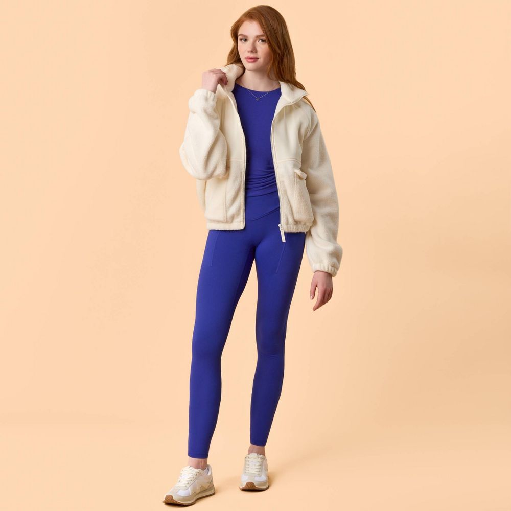 New - Blogilates Women's Bonfire Fleece Jacket - Cream M